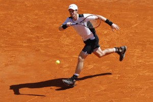 Britain's Andy Murray returns the ball to Spain's Rafael Nadal during the Monte-Carlo ATP Masters Series Tournament semi final match, on April 16, 2016 in Monaco.  AFP PHOTO / VALERY HACHE / AFP / VALERY HACHE        (Photo credit should read VALERY HACHE/AFP/Getty Images)